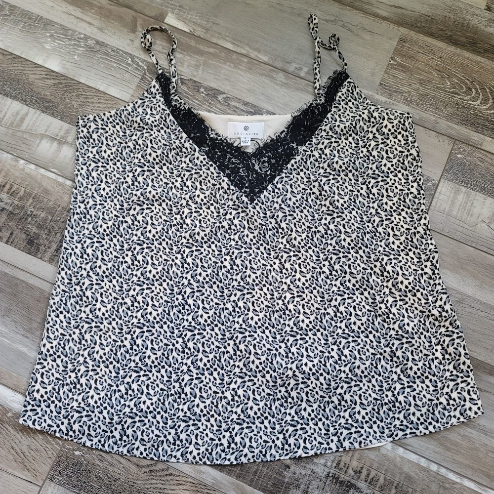 New Socialite black & gray leopard Cami size Small